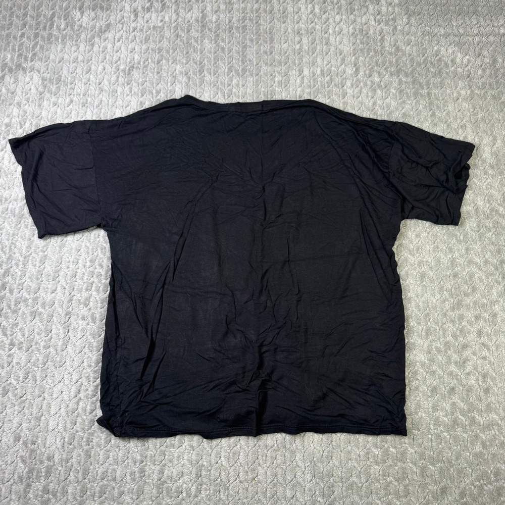 Know One Cares Good Vibes Graphic Tee Black Short Sleeve Boxy T-Shirt Stretch - Picture 7 of 8